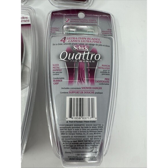 4x Schick Quattro for Women Razor + 2 Cartridges *Original Metal Handle 2004 NEW - Picture 3 of 4